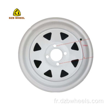 8 Rim de remorque à rayures 4.5JX13 4x100 Roues en acier